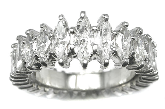 1950s 2.25ct Graduated  Marquise Cut Diamond Platinum Eternity Wedding Band