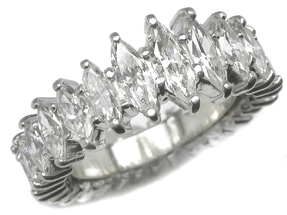 1950s 2.25ct Graduated  Marquise Cut Diamond Platinum Eternity Wedding Band