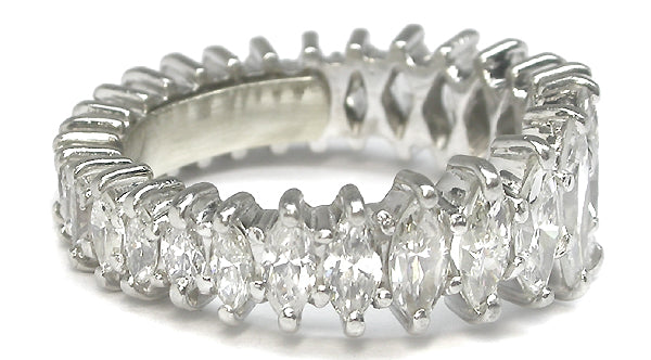 1950s 2.25ct Graduated  Marquise Cut Diamond Platinum Eternity Wedding Band