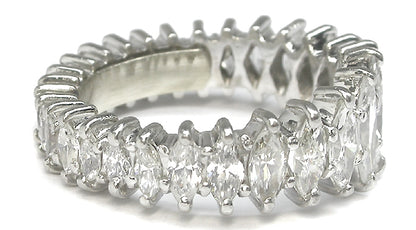 1950s 2.25ct Graduated  Marquise Cut Diamond Platinum Eternity Wedding Band