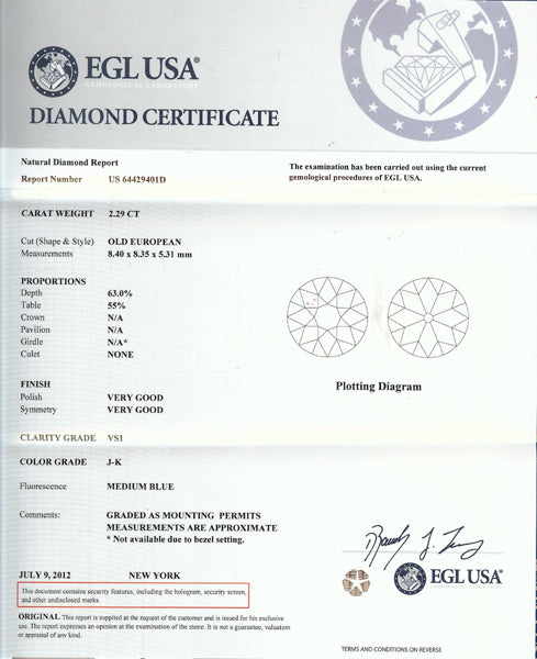 1950s 2.29ct Diamond Platinum Ring