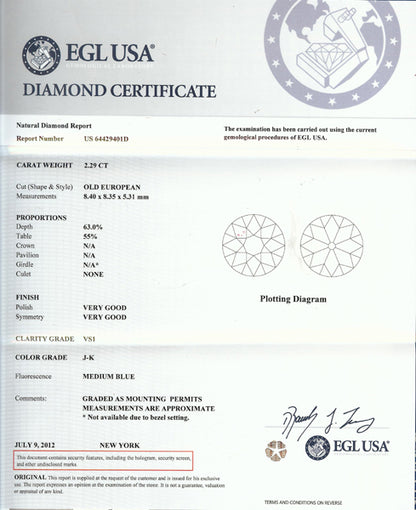 1950s 2.29ct Diamond Platinum Ring