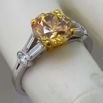 1950s  2.66ct Natural Fancy to Fancy Dark Orangy Brown  Diamond  Engagement Ring