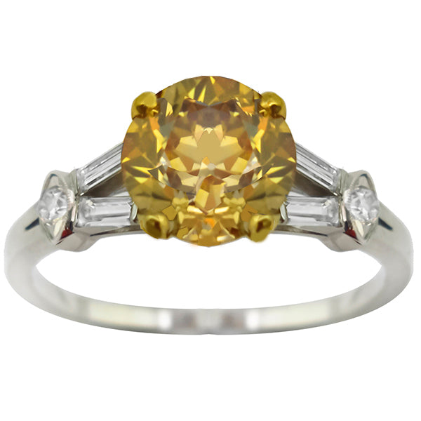 1950s  2.66ct Natural Fancy to Fancy Dark Orangy Brown  Diamond  Engagement Ring