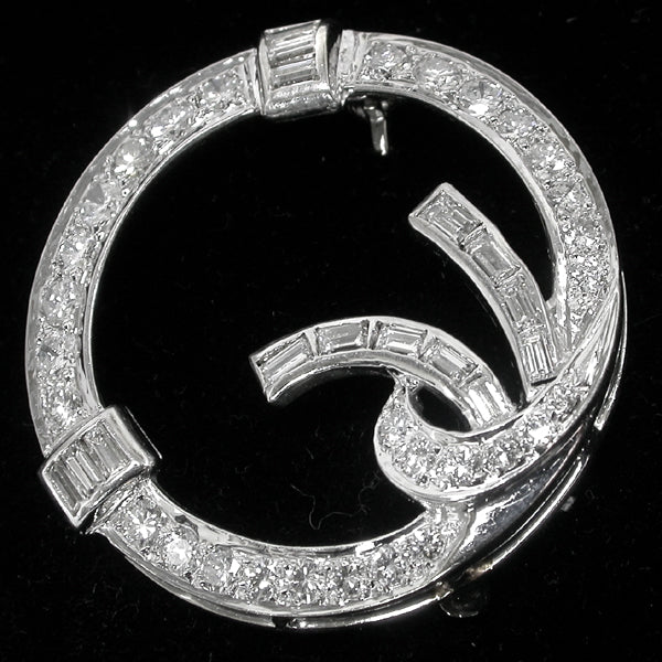 1950s 2.70ct Diamond 14k White Gold Pin