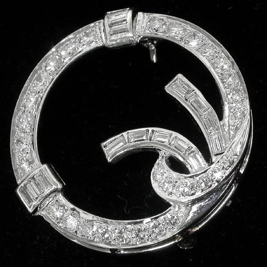 1950s 2.70ct Diamond 14k White Gold Pin