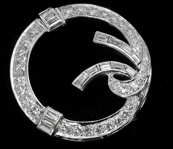 1950s 2.70ct Diamond 14k White Gold Pin
