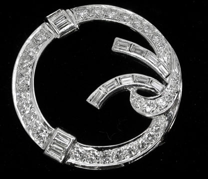 1950s 2.70ct Diamond 14k White Gold Pin