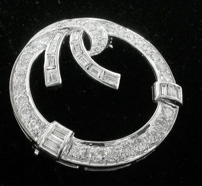 1950s 2.70ct Diamond 14k White Gold Pin