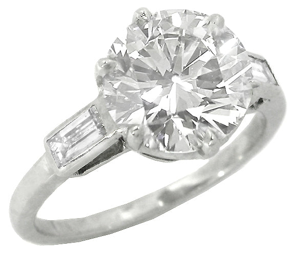 1950s 2.73ct Round Diamond  Engagement Ring