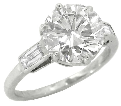 1950s 2.73ct Round Diamond  Engagement Ring