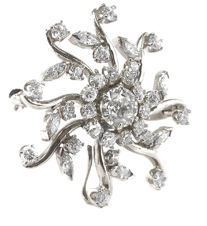 1950s 3.48ct  Diamond 14k Gold Pin/ Pendant