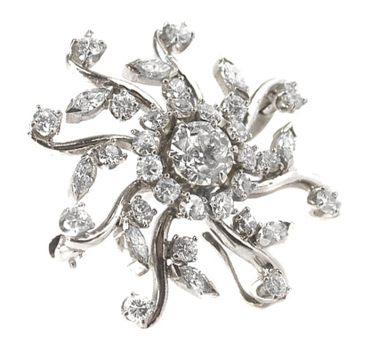 1950s 3.48ct  Diamond 14k Gold Pin/ Pendant