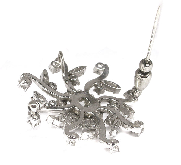 1950s 3.48ct  Diamond 14k Gold Pin/ Pendant