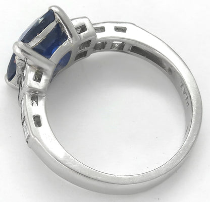 1950s 3.96ct Ceylon Sapphire 0.50ct Diamond Platinum Engagement Ring
