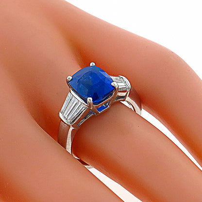 1950s 4.11ct Ceylon Sapphire 0.60ct Diamond Engagement Ring