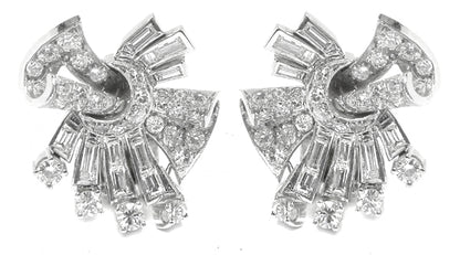 1950s 4.50ct Diamond Scroll Earrings