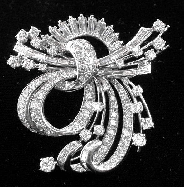 1950s 4.95ct Diamond Platinum Bouquet Pin/ Pendant