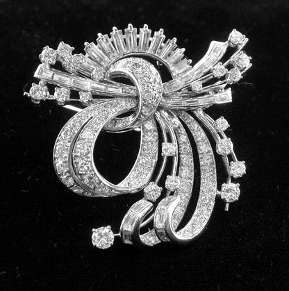 1950s 4.95ct Diamond Platinum Bouquet Pin/ Pendant