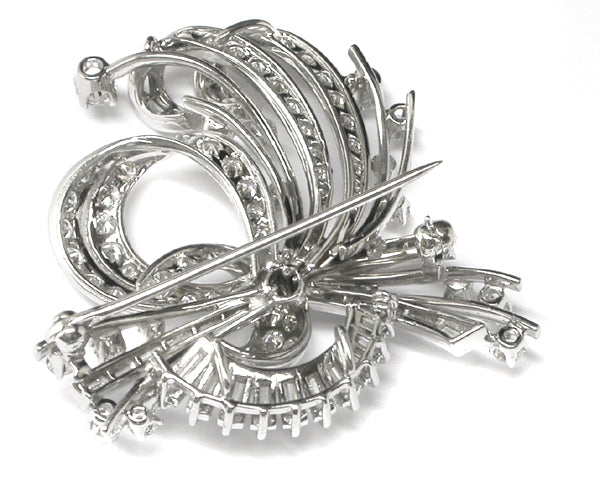 1950s 4.95ct Diamond Platinum Bouquet Pin/ Pendant