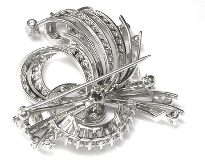 1950s 4.95ct Diamond Platinum Bouquet Pin/ Pendant