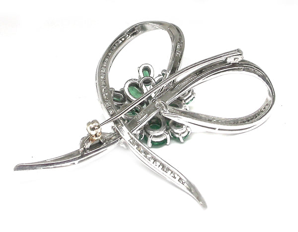 1950s 4ct Emerald Diamond 18k Gold Pin