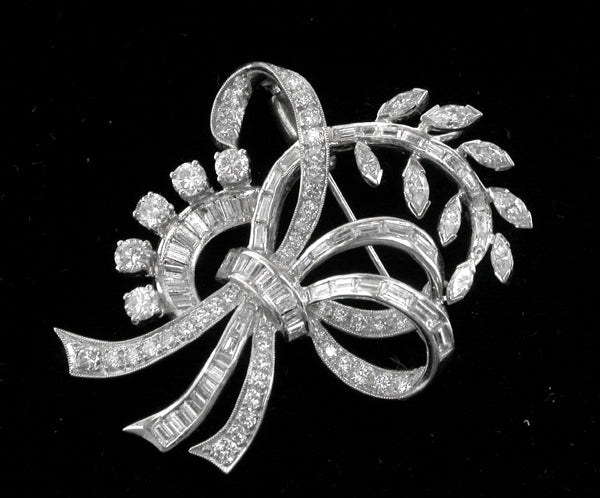 1950s 5.50ct Diamond Platinum  Bouquet Pin/ Pendant