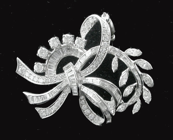 1950s 5.50ct Diamond Platinum  Bouquet Pin/ Pendant