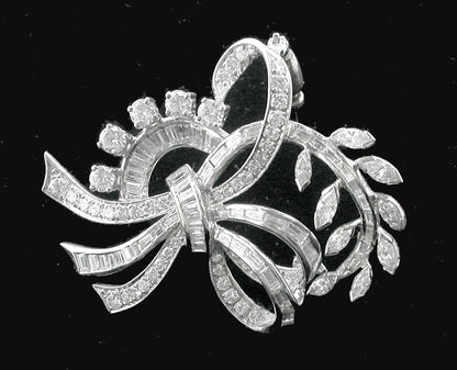 1950s 5.50ct Diamond Platinum  Bouquet Pin/ Pendant