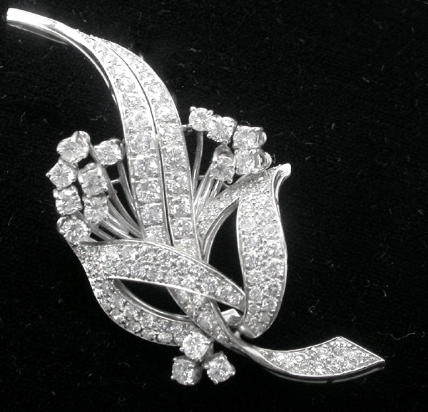 1950s 6ct Diamond Platinum Bouquet Pin
