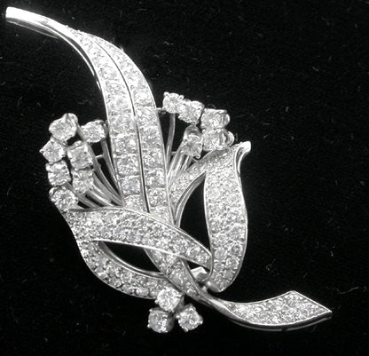 1950s 6ct Diamond Platinum Bouquet Pin