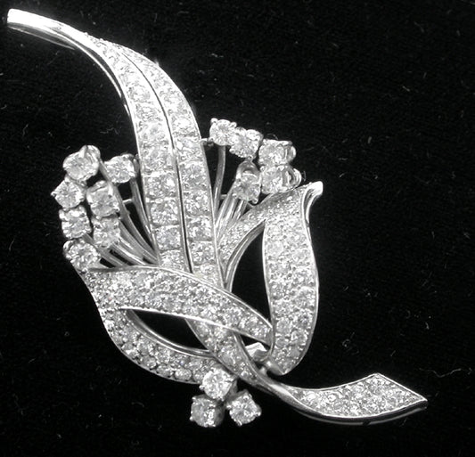 1950s 6ct Diamond Platinum Bouquet Pin