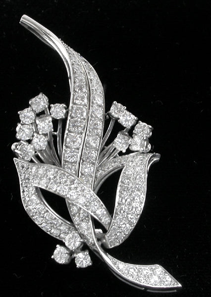 1950s 6ct Diamond Platinum Bouquet Pin