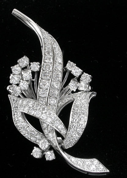 1950s 6ct Diamond Platinum Bouquet Pin