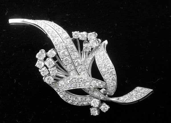 1950s 6ct Diamond Platinum Bouquet Pin