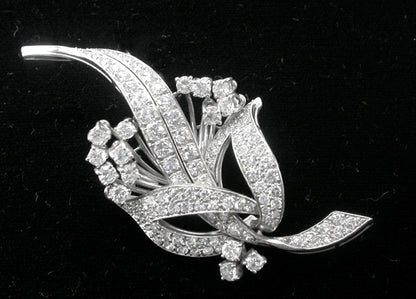 1950s 6ct Diamond Platinum Bouquet Pin