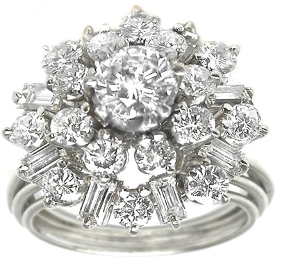 1950s  Diamond 18k Gold Cocktail Ring