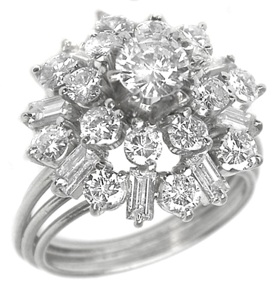 1950s  Diamond 18k Gold Cocktail Ring