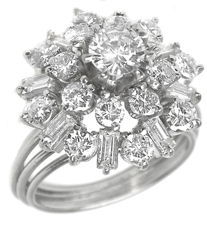 1950s  Diamond 18k Gold Cocktail Ring