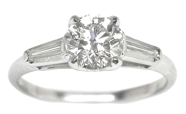 1950's GIA 1.01ct Diamond Platinum Engagement Ring