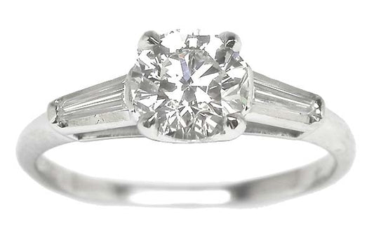 1950's GIA 1.01ct Diamond Platinum Engagement Ring