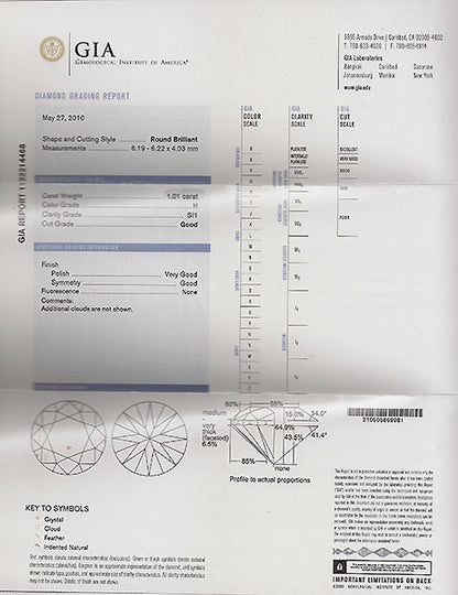 1950's GIA 1.01ct Diamond Platinum Engagement Ring