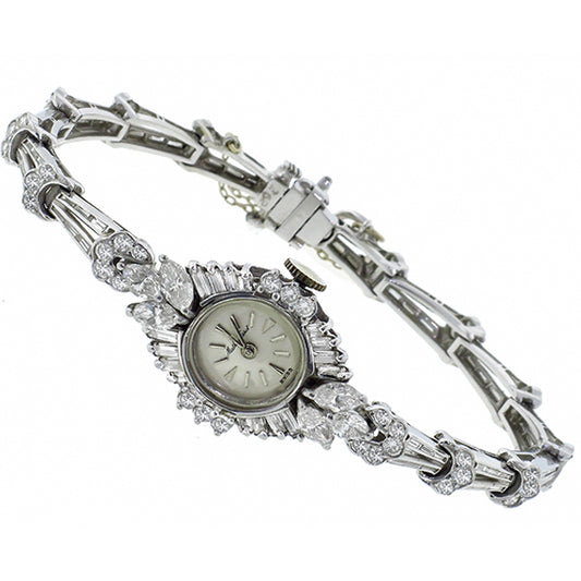 1950s Mathey Tissot 6.15ct Diamond Platinum Watch