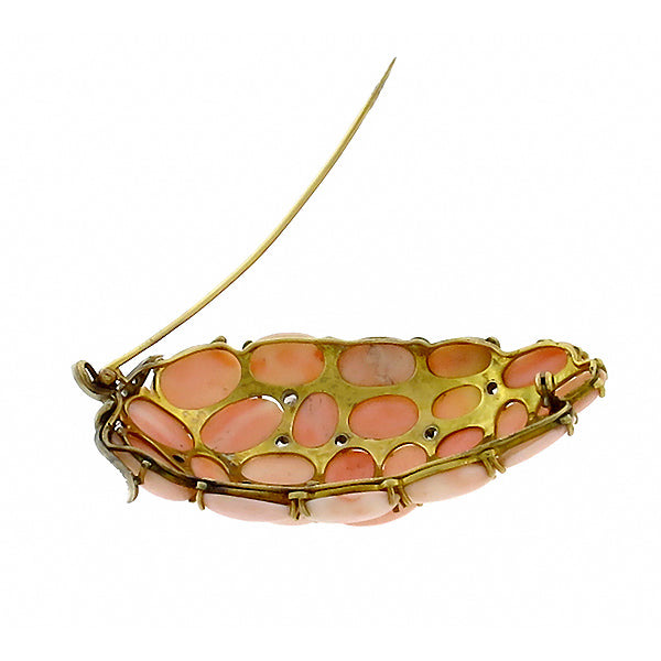 1960s 0.75ct Diamond Angel Coral Gold   Pin