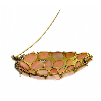 1960s 0.75ct Diamond Angel Coral Gold   Pin