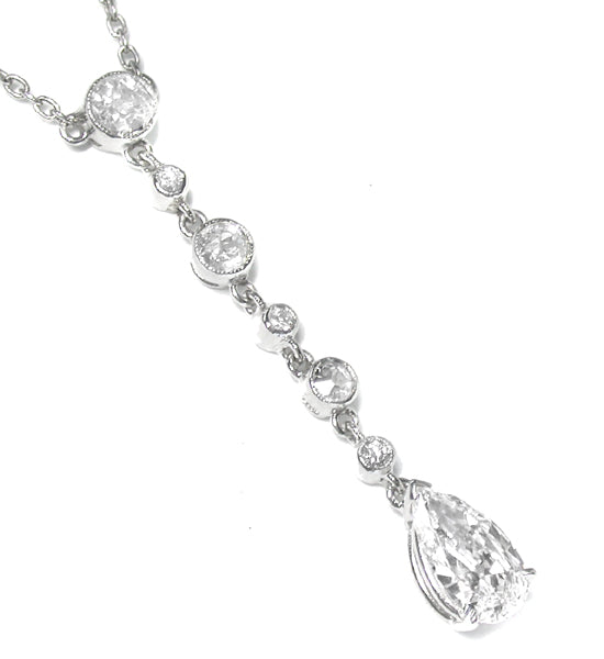 1960s GIA 0.89ct Pear Diamond Platinum Necklace