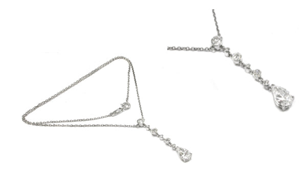 1960s GIA 0.89ct Pear Diamond Platinum Necklace