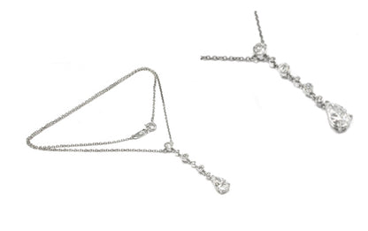 1960s GIA 0.89ct Pear Diamond Platinum Necklace