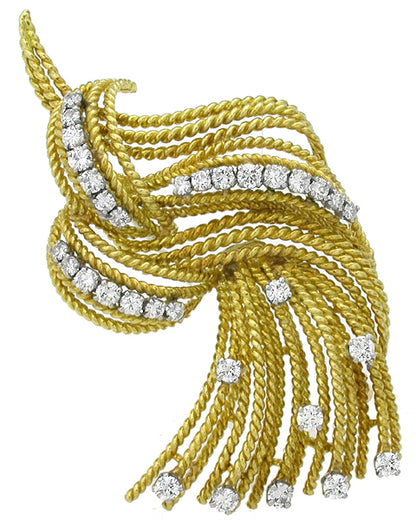 1960s 1.00ct Diamond 18k Gold Pin