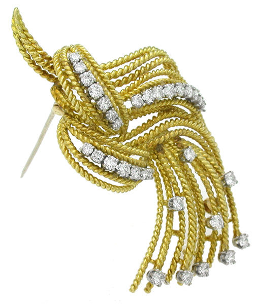 1960s 1.00ct Diamond 18k Gold Pin